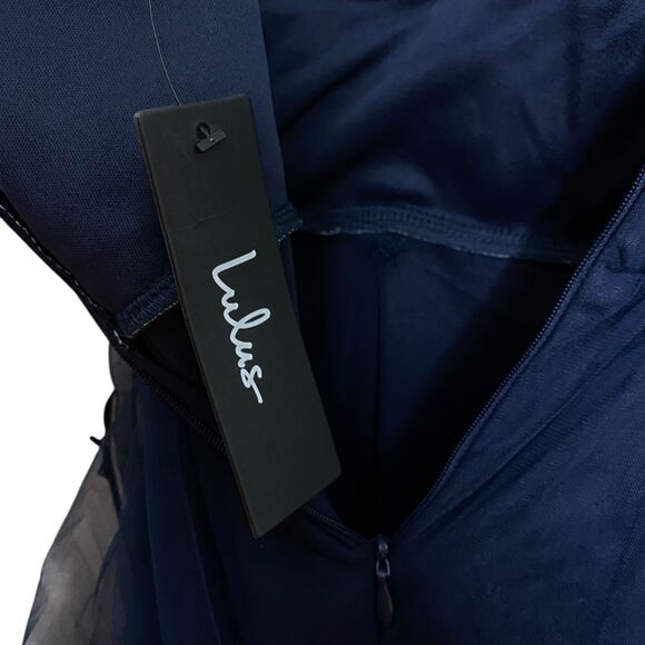 Lulus Maxi Dress Womens M Blue Tiered Tulle Bustier Gown Unforgettable Poise NWT - Picture 6 of 8